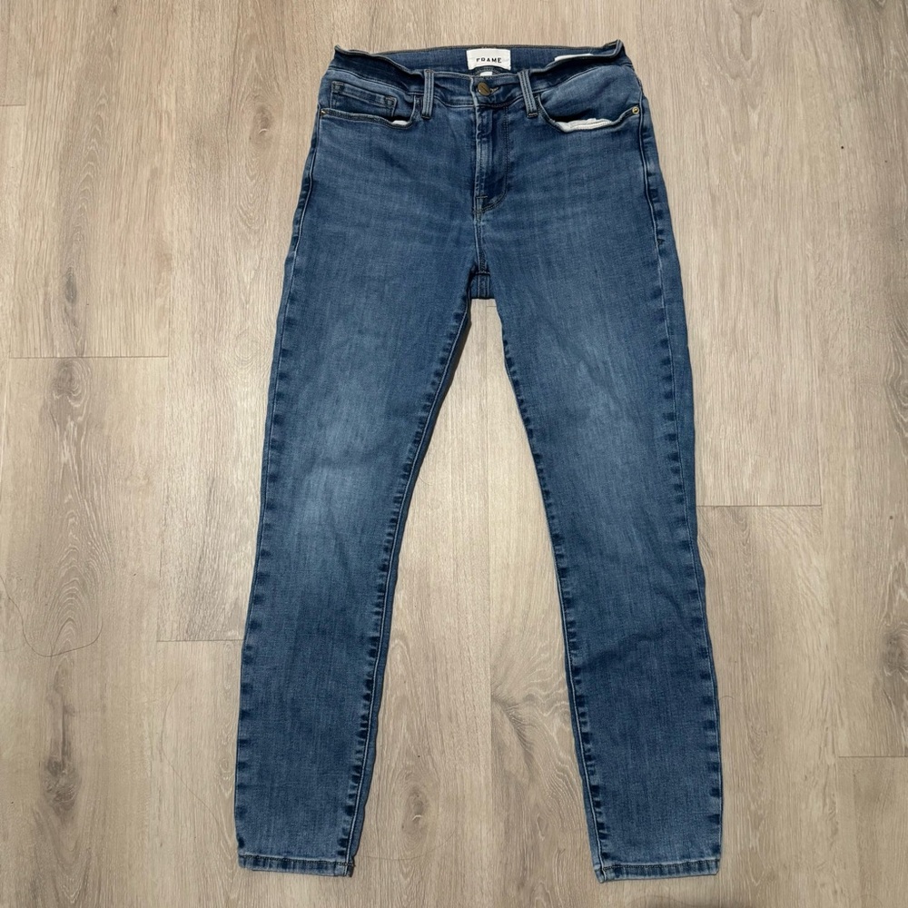 frame le Skinny de Jeanne Crop Jeans dark blue wash denim